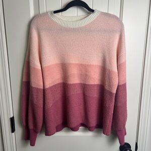 Time and Tru Ombre Pink Crewneck Sweater